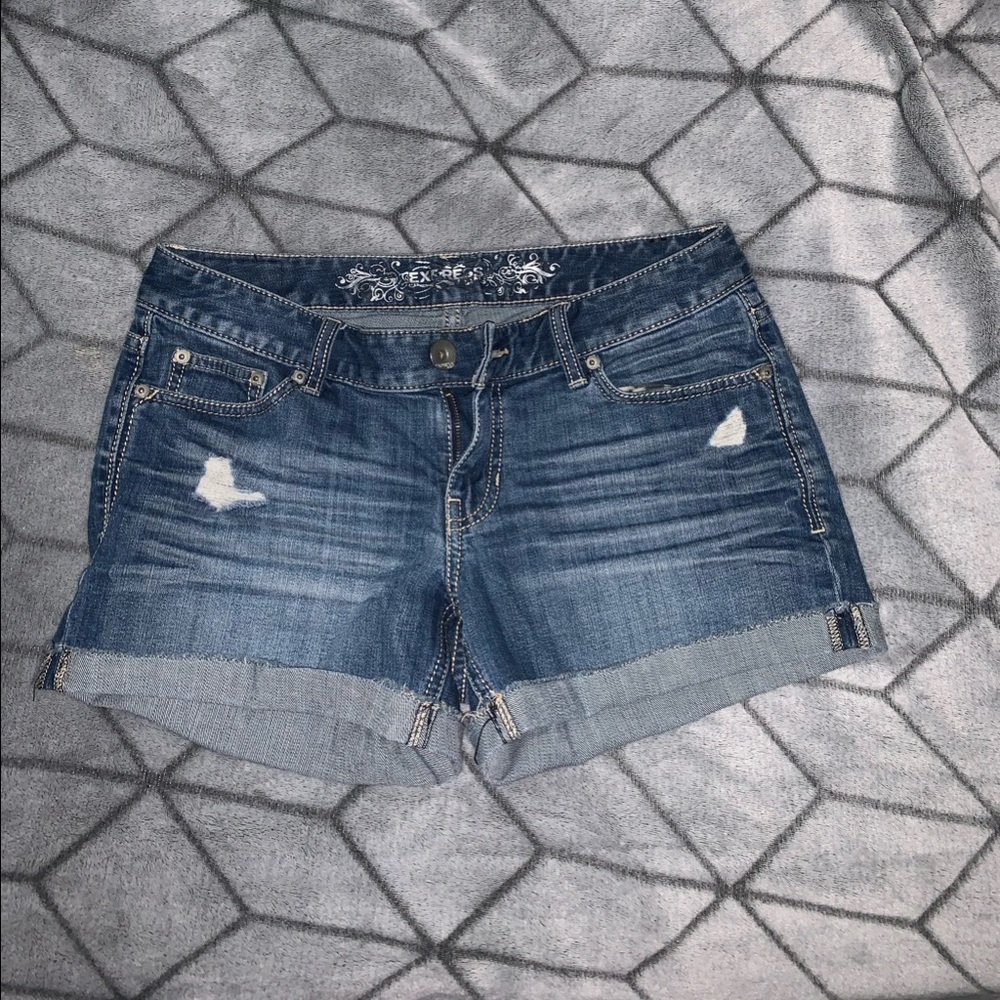 Express denim shorts.